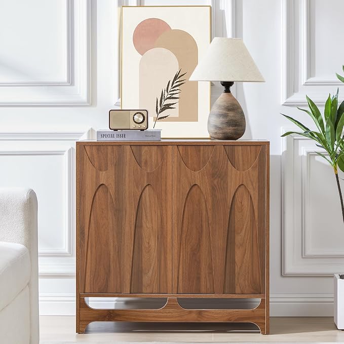 Bifins Sideboard Buffet Cabinet with Storage, 31.5” Mid Century Modern Storage Cabinet with Adjustable Shelf and 2 Doors for Dining Room, Living Room,Entry