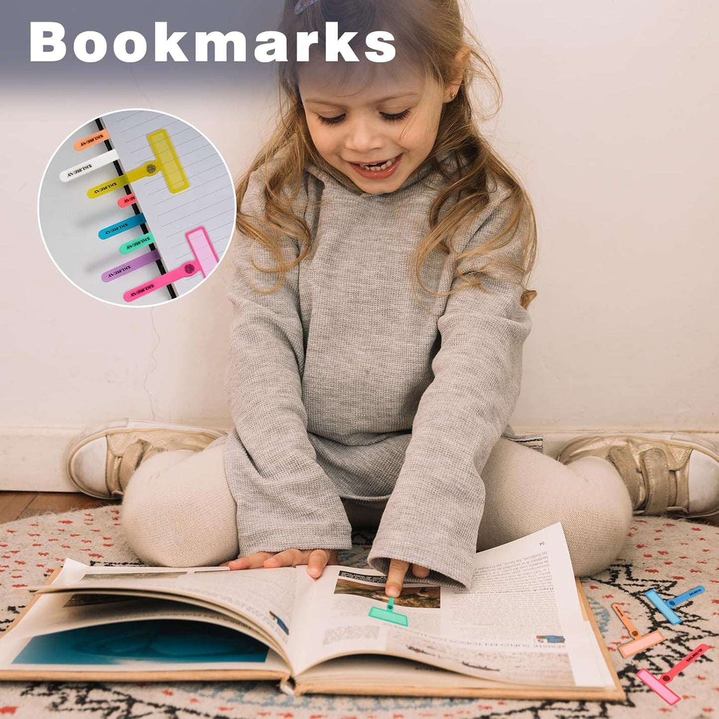 Skiennix Guided Reading Strips - Colorful Dyslexia Tools for Kids | 12 PCS Finger Trackers for Early Readers