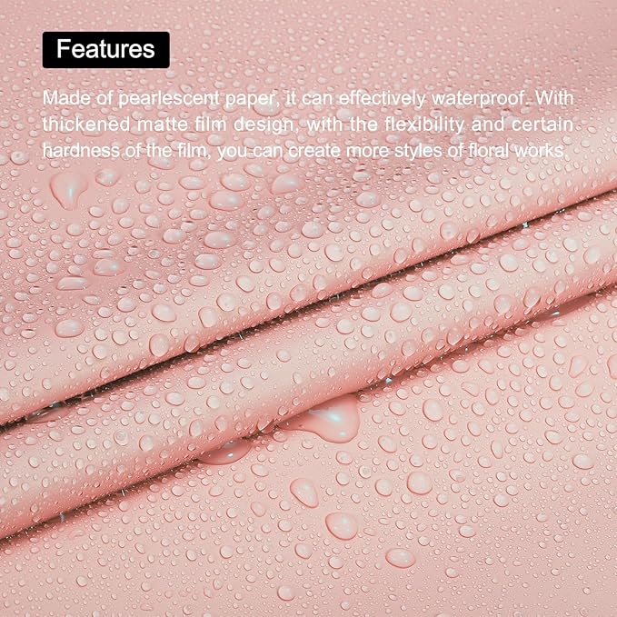 MECCANIXITY Set of 20 Flower Wrapping Paper 22.8x22.8 Inch Waterproof Florists Wrapping Paper for Florist Bouquet Supplies, DIY Crafts, Gift/Gift Box Packaging Light Pink