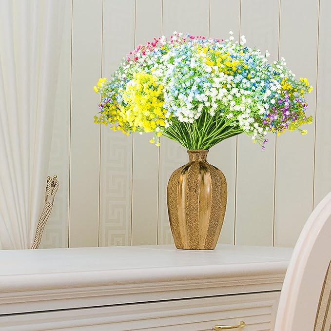 JIFTOK Babys Breath Artificial Flowers, 24 Pcs Fake Flowers Gypsophila Bouquet Fall Flowers Artificial for Decoration, Real Touch Silk Flower for Wedding Christmas DIY Party Home Garden (Mix Color)