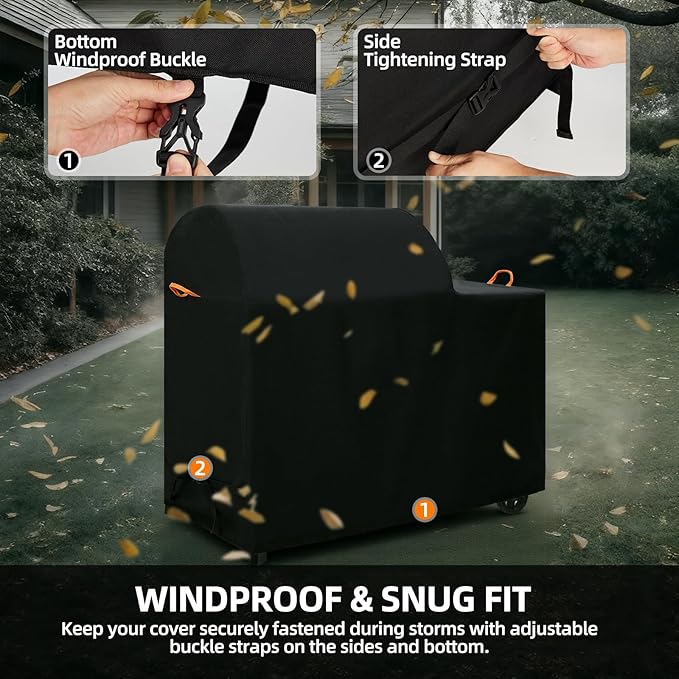 Waterproof Grill Cover for Traeger Woodridge Wood Pellet Smoker, 600D UV Resistant & Rip-Proof Smoker Fabric, Full-Length All Weather Outdoor Accessories Bac761 (Cover Only)