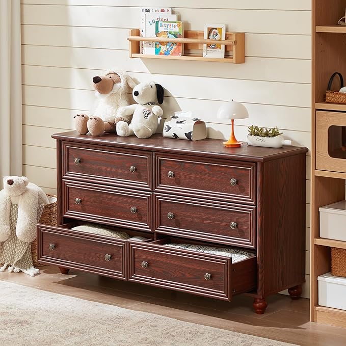 Farmhouse Dressers & Night Stand Set of 3, Wood 54'' Wide Dresser & 18'' Chest of Drawers, Roman Column 3 Drawers Nightstand Set of 2, Bedroom Furniture Dresser Suites for Living Room, Hallway Home