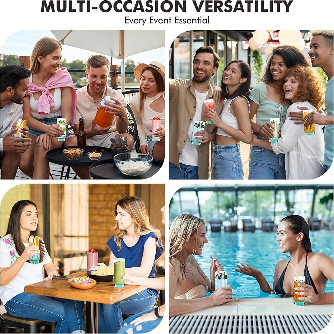 Green Highball Glasses Set of 6,13oz Drinking Glass Cups for Mixed Drink Cocktail, Beer, Mojito, Water and Juice,Thick Tall Crystal Glassware for Kitchen, Restaurant, Home Bar and Parties