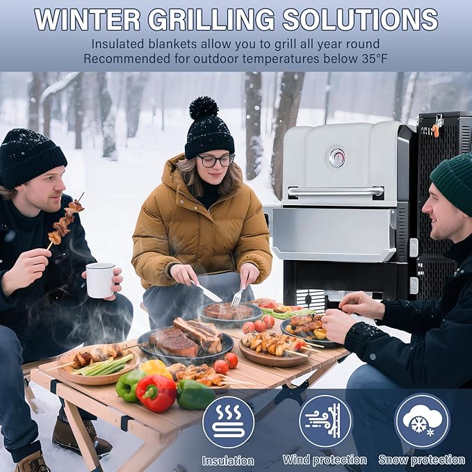 Grill Thermal Insulated Blanket for Masterbuilt Gravity Series 800 Charcoal Grill, fits MB20040221 Gravity Series Grill Smoker Insulation Blanket for Winter Cooking