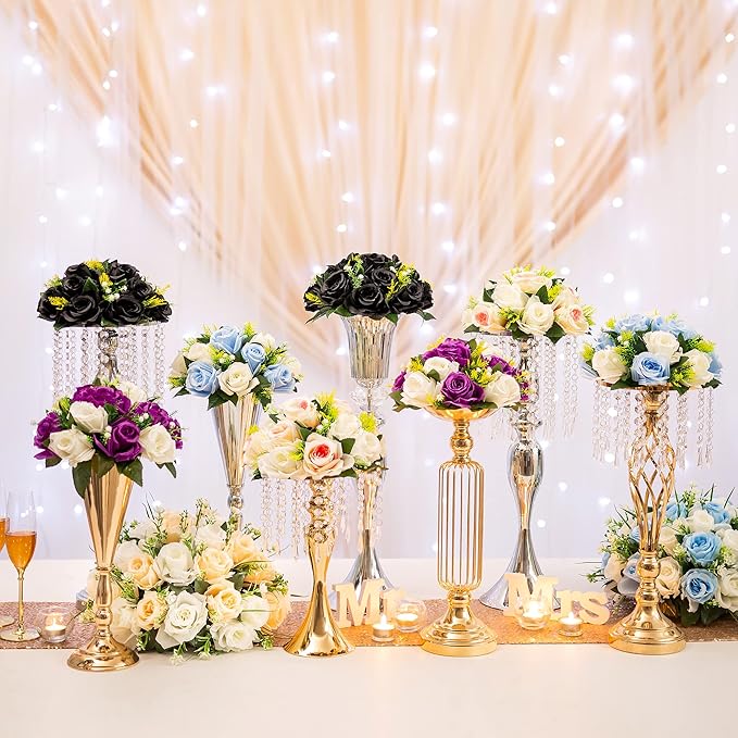 Flower Centerpieces for Wedding Tables: Wedding Table Decorations Purple & White Flower Balls Centerpieces for Engagement Cerebration Party Center Pieces 2 Packs
