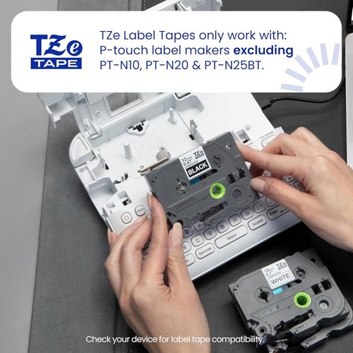 Brother Genuine P-Touch TZe Black Print on Clear Label Tape - Laminated, 1/4in x 26.2ft, Durable & Water-Resistant