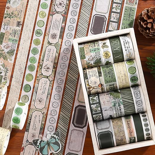 Auguro 18 Rolls Botanical washi Tape Set for Crafts and Journaling DIY Scrapbooking Supplies Flower washi Tape for Scrapbooking Decorating Tape