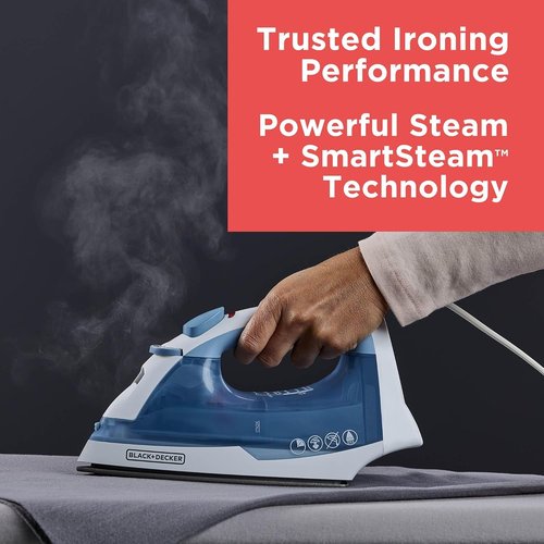 BLACK+DECKER Easy Steam Compact Iron - Lightweight Design, Nonstick Plate, 1200 Watts, Automatic Shutoff