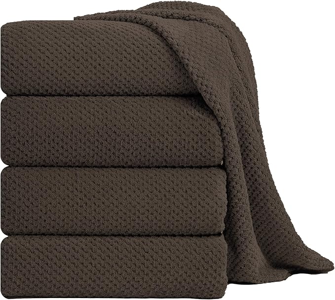 Smuge Extra Large Bath Towel Sheet Set 35x70 Inches - Oversized Bath Towels Set,Large Microfiber - Quick Dry,Lightweight,Super Soft,Highly Absorbent Towel Set for Bathroom,Pack of 4(Seal Brown)