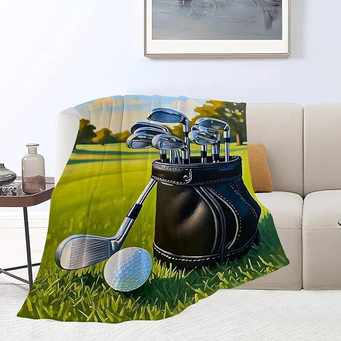 Golf Blanket for Boys Golfing Sport Throw Blanket Soft Cozy Fleece Fuzzy Stuffed Plush Flannel Gifts for Girls Women Kids Adults 50''x60''