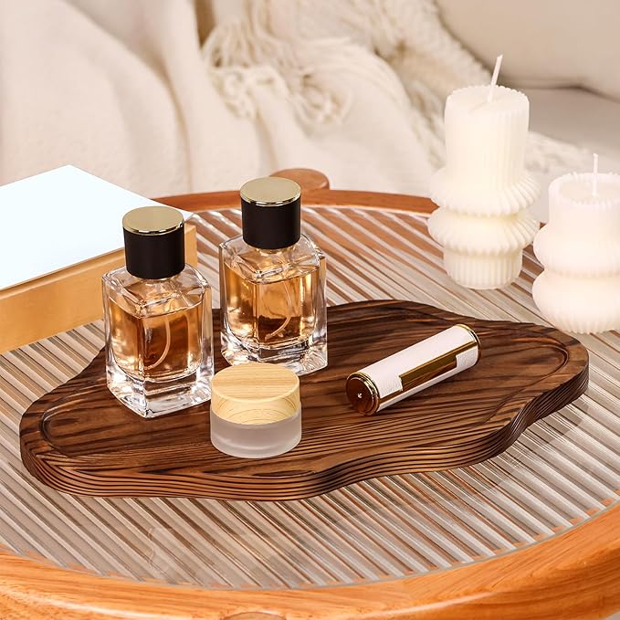 Small Decorative Tray Wood Decorative Serving Tray for Candles Perfume, Cloud Wooden Jewelry Tray Trinket Dish, Wooden Trays for Coffee Table Home Decor