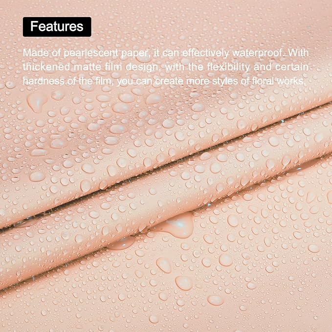 MECCANIXITY Set of 20 Flower Wrapping Paper 22.8x22.8 Inch Waterproof Florists Wrapping Paper for Florist Bouquet Supplies, DIY Crafts, Gift/Gift Box Packaging Cream Pink