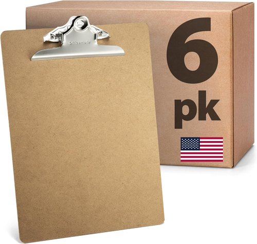 Officemate Recycled Wood Clipboards - 6 Inch Clip, Letter Size (9 x 12.5 Inches), Brown | 6 Pack