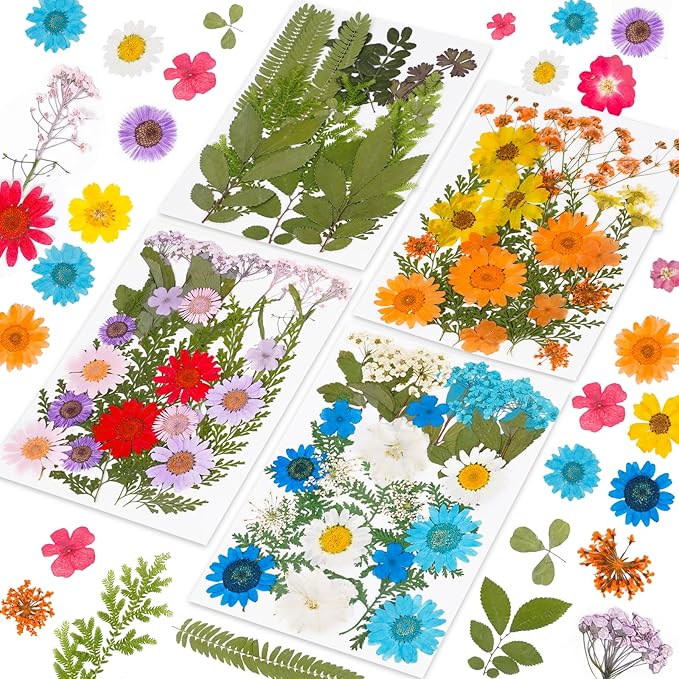 96Pcs Dried Pressed Flowers for Resin, Bulk Natural Dried Flowers,for Scrapbooking DIY Art Crafts Resin Accessories, Soap,Candle Making Nails Decor. Epoxy Resin Jewelry Molds.Craft Making