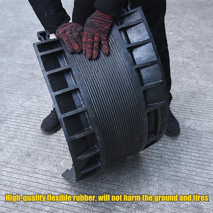 OranLite Rubber Cable Protector Ramp, Heavy Floor Cable Wire Cord Cover Speed Bumps 22000Lbs Load Capacity, Driveway Hose Cable Ramp Protective Cover for Indoor and Outdoor (5-Channel x 2Pcs)