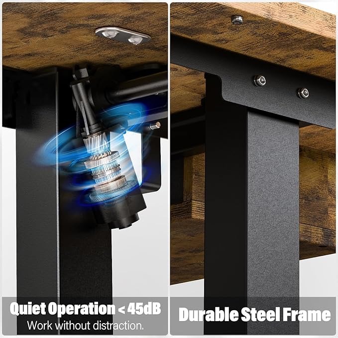 Electric Standing Desk with 4 Drawers 48''x 24'' Adjustable Height Sit to Stand Up Desk with Storage Shelf, C-Clamp Mount Compatible Black Home Office Desks Computer Gaming Table Ergonomic Workstation