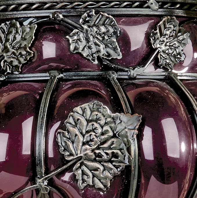 Touch of Class Grape Vase Wall Accent - Metal, Glass - Purple, Antique Bronze - Vineyard Grapevines and Leaves Decor for Bedroom, Living Room, Dining Room, Kitchen, Sunroom