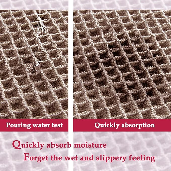 ZALL Tan Waffle Bath Mat,Super Absorbent Non Slip Bathroom Rug,Brown 24x36inch,Machine Washable Ultra Soft Floor Mats