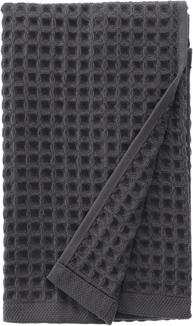 sea me at home Waffle Hand Towel – 100% Turkish Cotton, Quick-Dry, Soft and Absorbent Bathroom Towel (Charcoal)