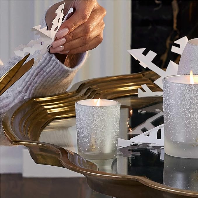 Thymes Frasier Fir Flocked Jar Candles – Holiday Scented Candles for Home with Notes of Crisp Siberian Fir, Cedarwood & Sandalwood – Luxury Home Decor Gifts for Women & Men (Votive, 2 oz)