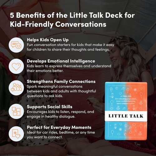 BestSelf Little Talk Conversation Cards - 170 Prompts for Kids' Social Skills | Ages 4-12, ADHD Tools, Family Games