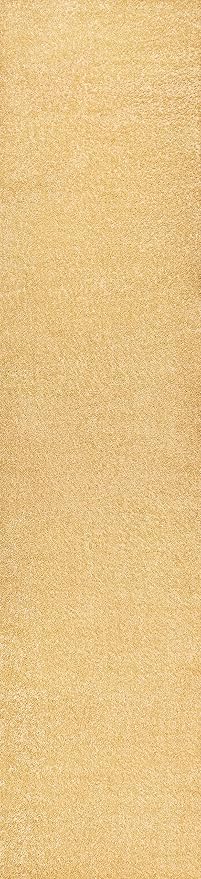 JONATHAN Y Haze Solid Low-Pile Mustard Runner Rug 2x12, Coastal,Bohemian,Minimalist,Classic, Easy-Cleaning for Living Room,Bedroom,Kitchen,Pet Friendly,Non-Shedding (SEU100B-212)