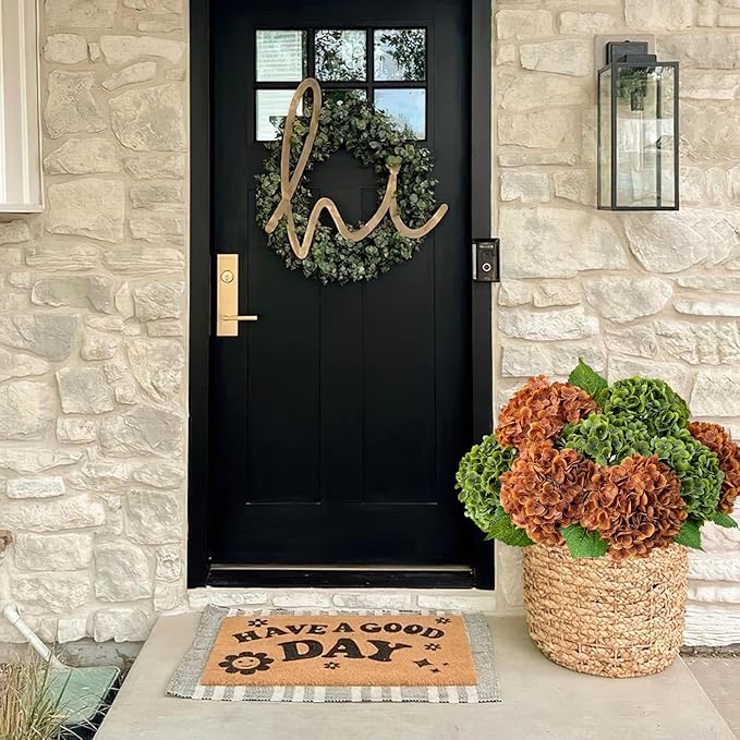 Fall Hydrangea Artificial Flowers, 3Pcs 21” Raw Umber Brown Latex Real Touch Flowers, Faux Silk Flowers Fake Artificial Hydrangeas with Stems for Bouquet Table Centerpieces Halloween