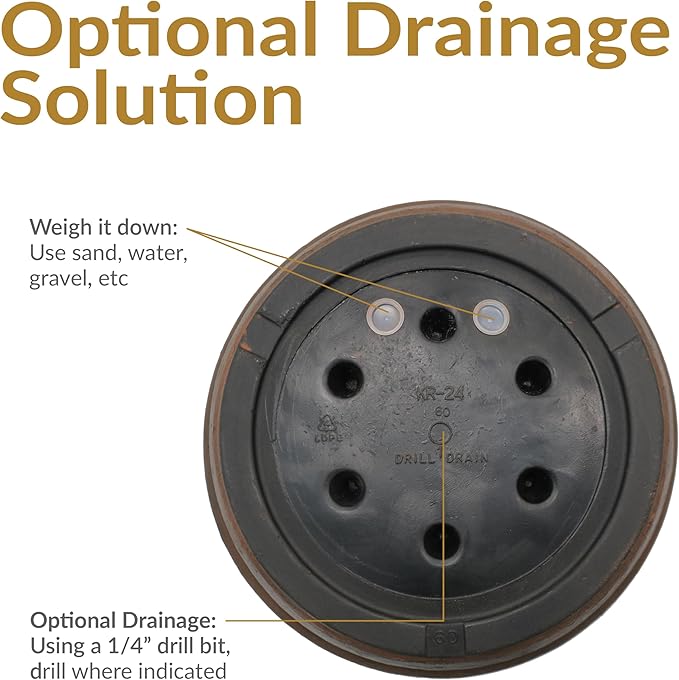 Sunnydaze 24-Inch Anjelica Large Plastic Pot for Plants - Double-Walled Outdoor Polyresin Round Planter Porch Pot with Drillable Drainage Holes - Rust