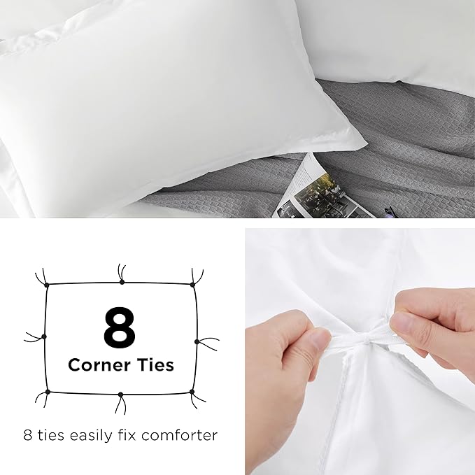 Bedsure Duvet Cover Queen Size - Only Includes 1 Duvet Cover (90"x90"), Hotel Luxury Soft Double Brushed All Season Bedding for Kids & Adults, Zipper Closure, NO Comforter, White