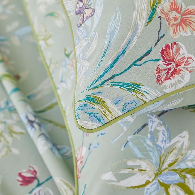 Brandream Garden Style Butterfly Floral Bedding Elegant Watercolor Painting Farmhouse King Size Bed Sheets Set Luxury Bedding Collections 800TC 100% Egyptian Cotton Deep Pocket, 4Pc Green