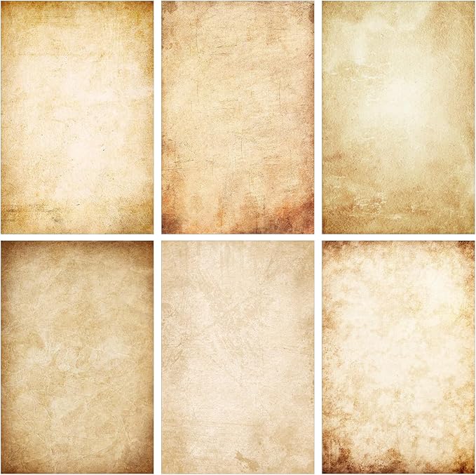 Supervitae 120 Pack Vintage Aged Stationery Paper, 8.27 x 5.51 Inch Double Sided Printing Old Antique Stationery Paper Decorative Letter Sheets for Writing Printing Crafts, 6 Designs