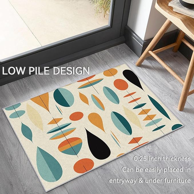 Mid Century Modern Rug 6x9, Washable Geometric Rugs for Living Room Bedroom, Retro Area Rug for Home Decor, Non Slip Backing Floor Carpet with Gripper - 6 x 9 ft
