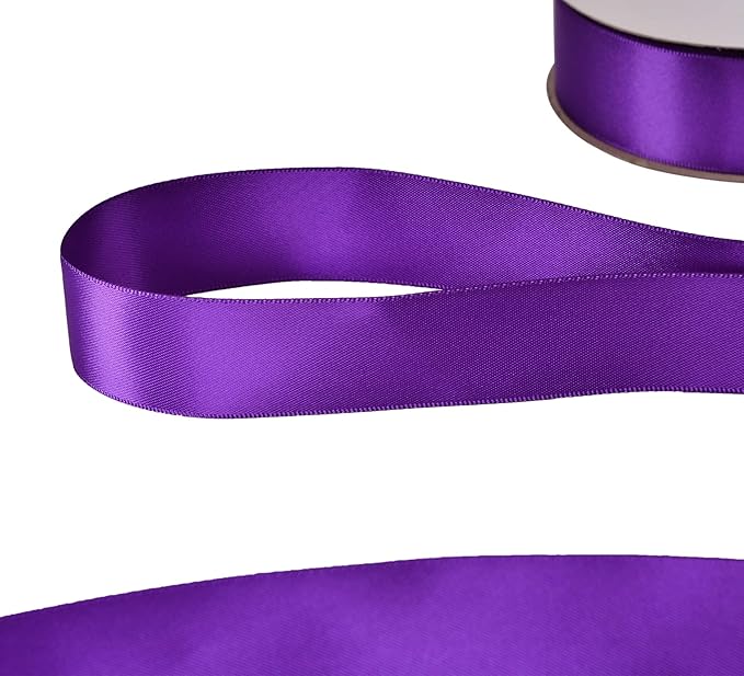 YAMA Double Face Satin Ribbon - 1 inch 25 Yards for Gift Package Wrapping,Floral Design,Hair Accessories,Crafting,Sewing,Wedding Decor, Purple