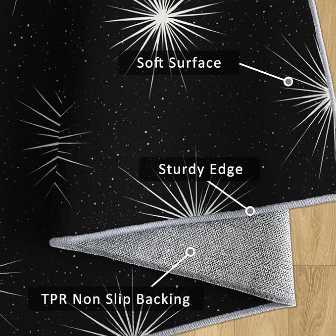 Starburst Rug Large 8x10 Mid Century Modern Retro Pattern Area Rugs for Living Room, Bedroom, Starburst Home Decor Accessories Indoor Carpet, Non Slip & Machine Washable