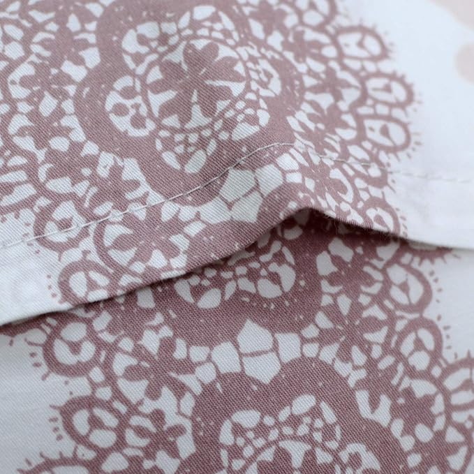 FADFAY Pink Rose Floral Duvet Cover Set 100% Cotton Girls Bedding with Hidden Zipper Closure 3 Pieces, 1duvet Cover & 2pillowcases,King/California King Size
