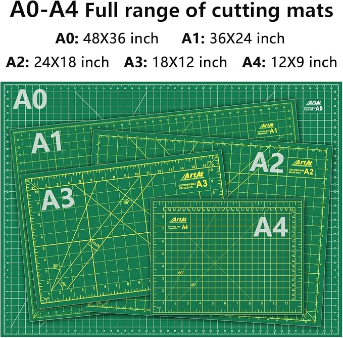 ArtAt Self Healing Cutting Mat: 48″x 36″ Green Double Sided PVC Non-Slip 5 Layers Craft Mat for Maximum Healing - Great for Sewing & Quilting & Scrapbooking and Craft & Art Projects…