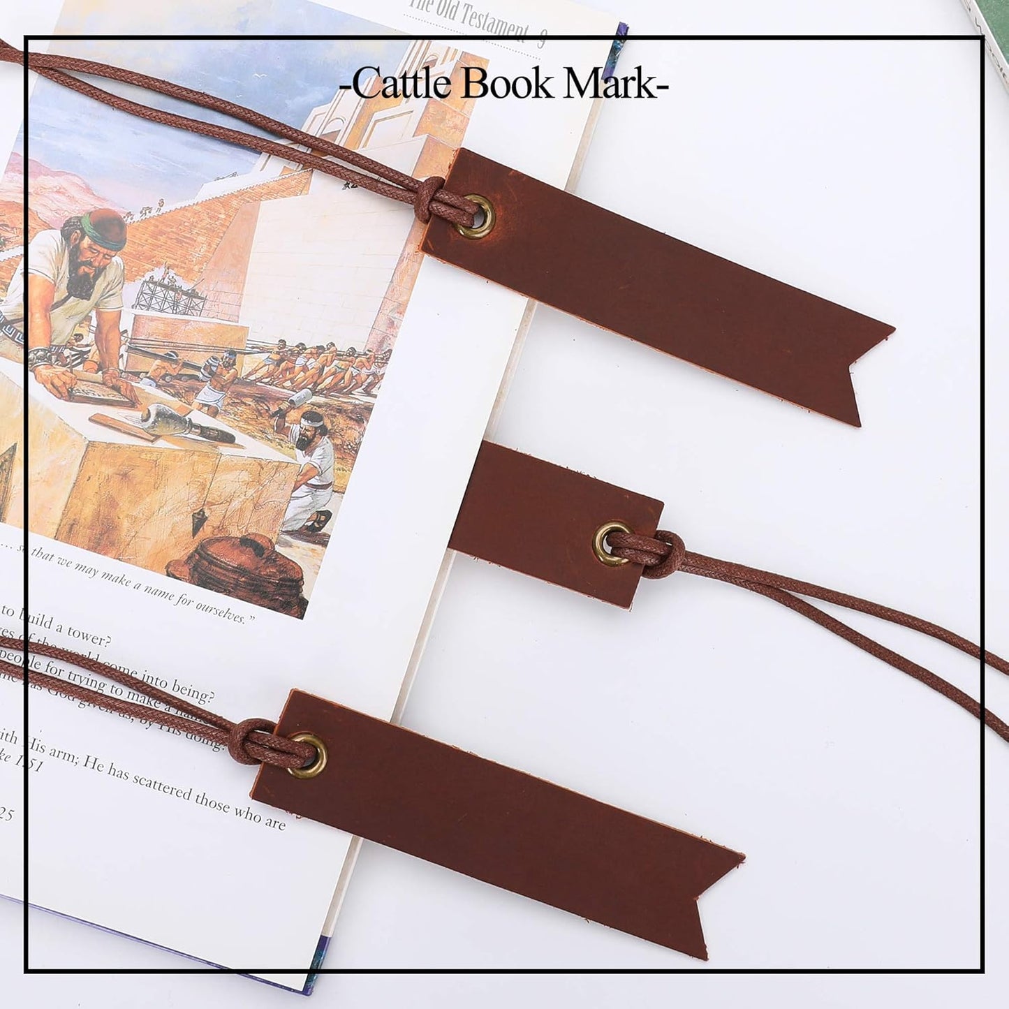 Skiennix Genuine Leather Bookmarks - Handmade Page Markers with Tassel | 5-Pack Umber for Readers & Writers
