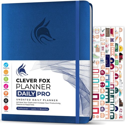 Clever Fox Planner Daily PRO - A4 Size Daily Life Planner & Gratitude Journal - Mystic Blue - Boost Productivity & Time Management