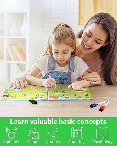 Coogam Magic Writing Practice Workbook - Reusable Alphabet & Numbers Tracing for Kids Ages 3-12