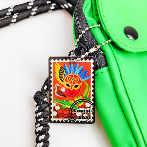 Louisiana Souvenirs Keychain - Fashion Forever Stamps Design with Key Ring - Unique Decorative Gift