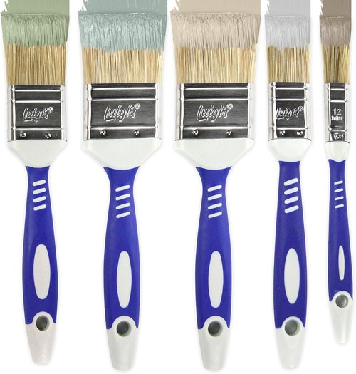 Luigi's Paint Brushes - 5X Synthetic Bristle Set for Walls, Furniture & More | Large Paint Brush Pack