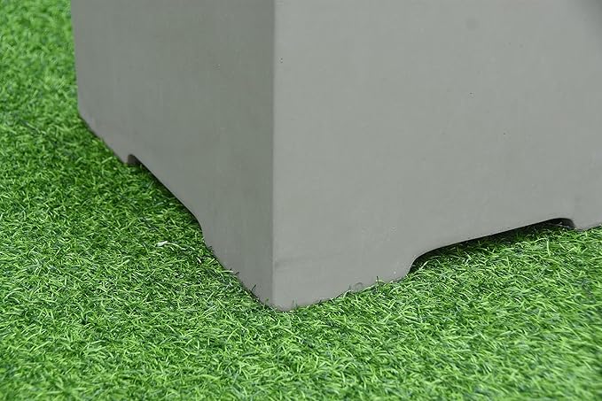 AMS Fireplace | Elementi Square-2 Smooth Light Gray 20 lbs Propane Tank Cover | Concrete GFRC Base | Dimensions: 15.7 x 15.7 x 20 inches | Perfectly Matches with Westport Fire Pit Table.