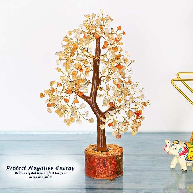 YATHABI Citrine - Crystal Tree - Gemstone - Feng Shui Money Tree - Tree of Life Decor - Spiritual Gift - Natural Crystal Decor - Bonsai Tree - Chakra Stone - Good Luck Charm