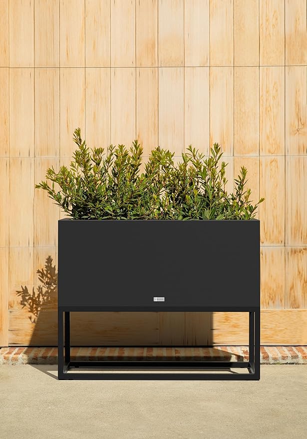 Veradek Block Series Raised Long Box Planter for Patio & Garden | Durable All-Weather Use with Aluminum Stand | Modern Décor for Herbs, Flowers