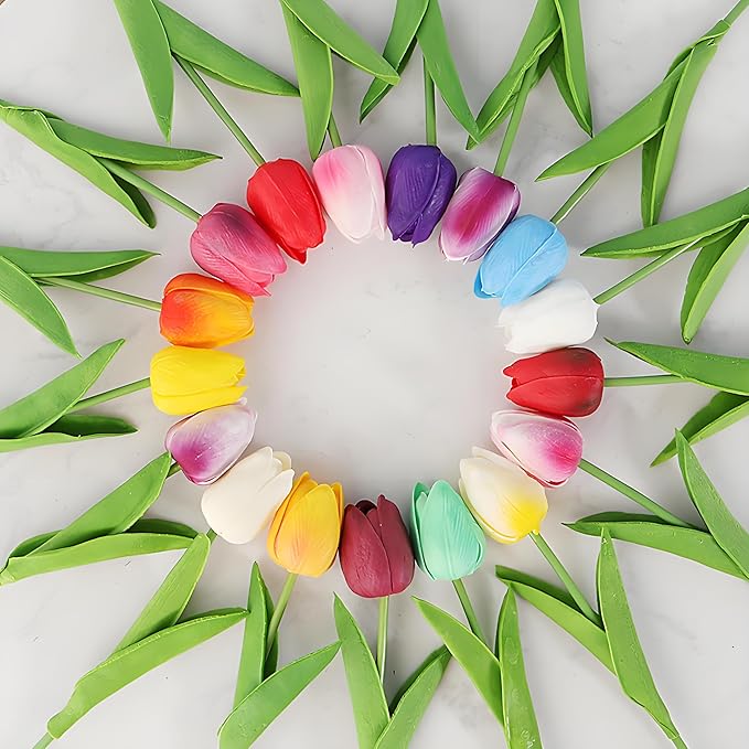 10pcs Fake Tulips Artificial Flowers Real Touch 13" Beige Silk Flower for Home Kitchen Decor Wedding Bouquet Decorations Office Floral Arrangements