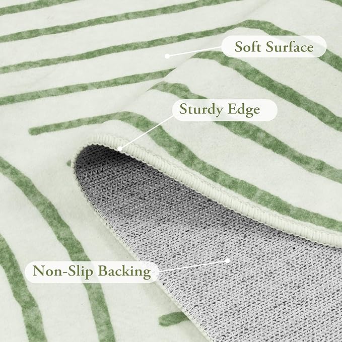 Lahome Abstract 6x9 Area Rugs, Soft Boho Rug for Living Room Bedroom, Ultra-Thin Non Slip Boho Green Washable Throw Carpet for Dining Room Office Darrell, Green