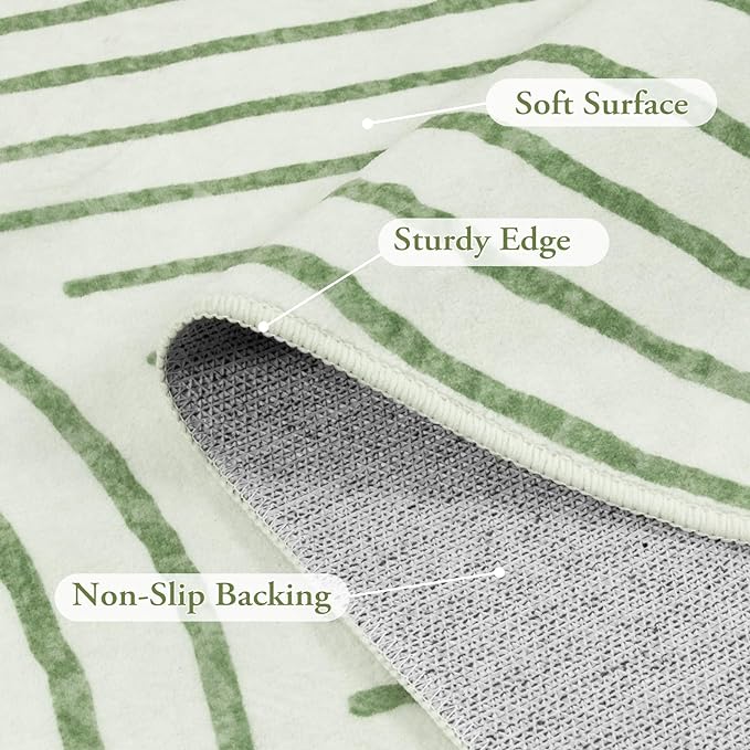 Lahome Abstract 9x12 Area Rugs for Living Room Bedroom, Soft Washable Rugs 9x12, Ultra-Thin Non-Slip Modern Dining Room Rug Non-Shedding Accent Carpet for Office Darrell, Green