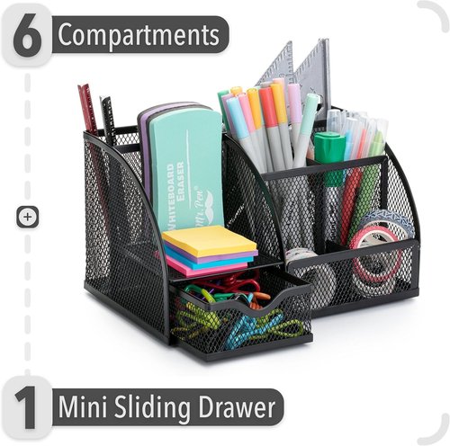 Mr. Pen - Black Mesh Desk Organizer | Stylish Pen & Pencil Holder for Clutter-Free Workspaces