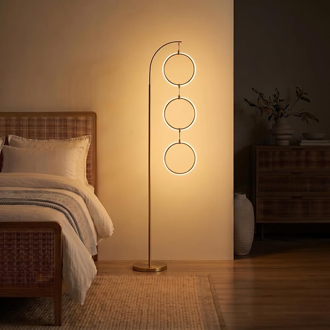 Brightech Nova 74 in. Antique Brass Industrial 3-Light LED Energy Efficient Floor Lamp with Built-in 3-Way Dimmer Function FL-NVA-BRS