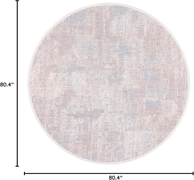 SAFAVIEH Marmara Collection Area Rug - 6'7" Round, Grey & Beige Blue, Modern Design, Non-Shedding & Easy Care, Ideal for High Traffic Areas in Living Room, Bedroom (MRM314F)